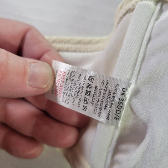 Ivory Rose Cream Textured Bandeau Halter Straps Bikini Top Size 36DD/E - Picture 9 of 9